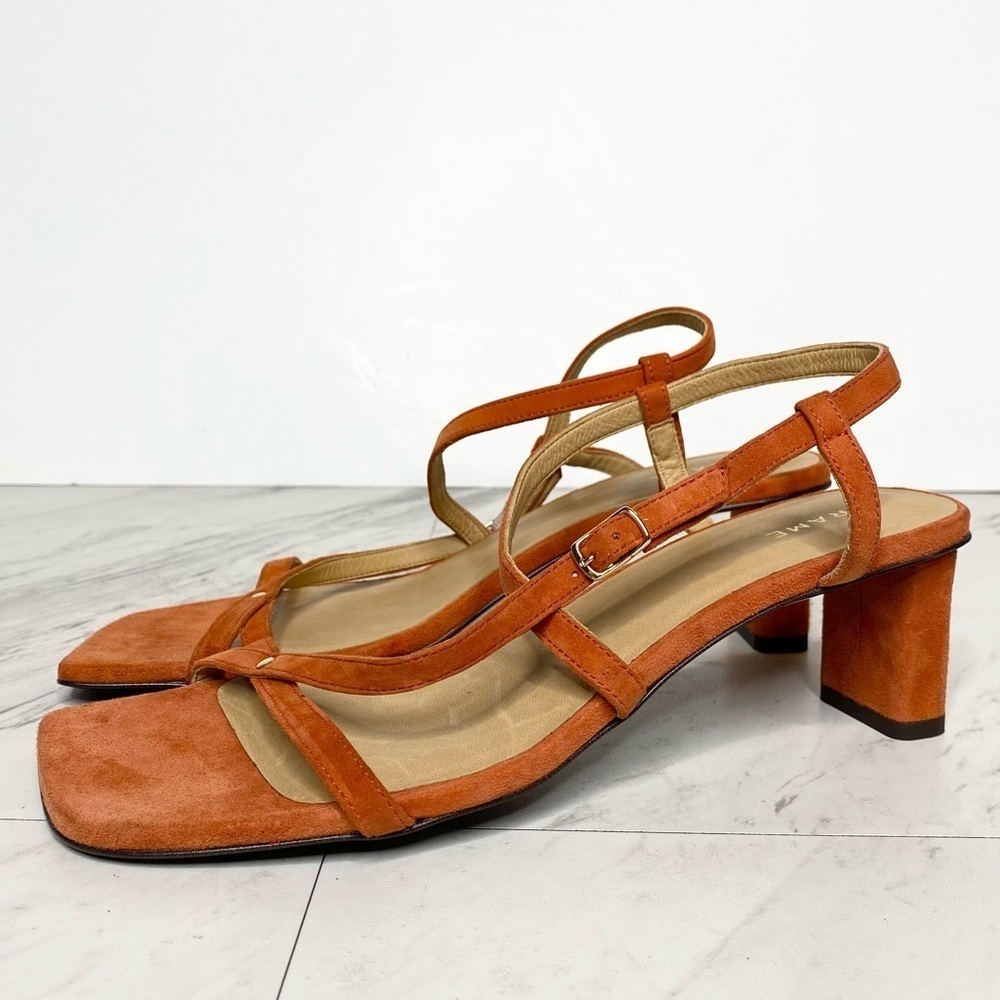 Frame Le Braxton Strappy Orange Suede Sandal 7